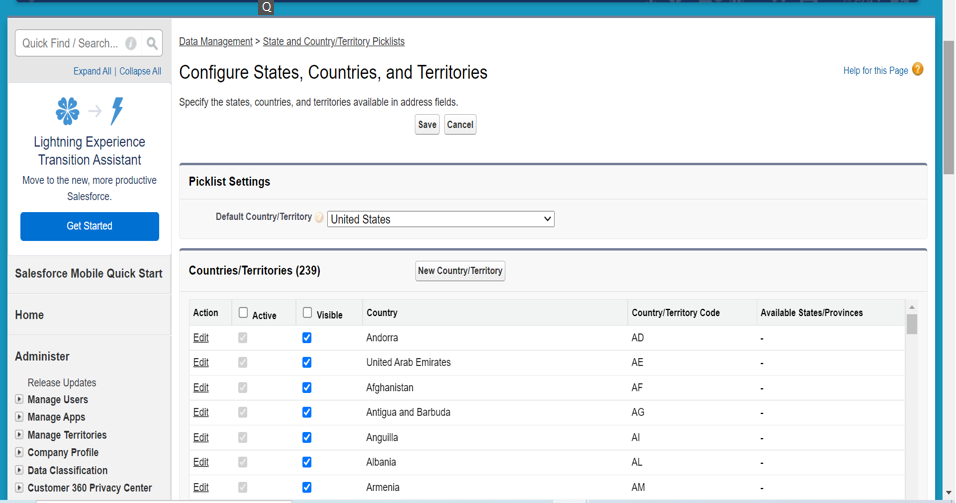 How To Configure State And Countryterritory Picklists In Salesforce 5307